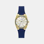 Women Quartz Silver Dial Multi-Function Silicone Watch GW1036L2