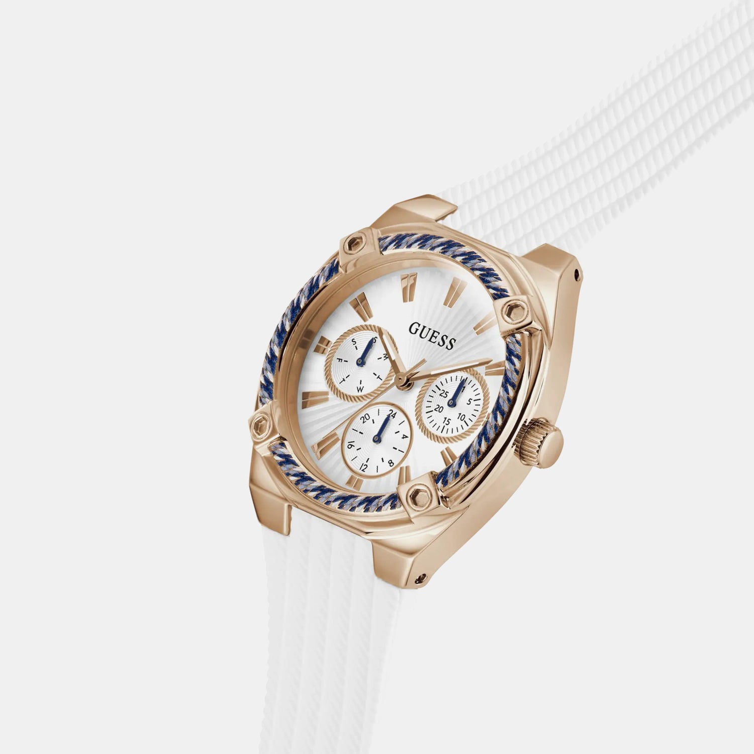 Women Quartz White Dial Multi-Function Silicone Watch GW1036L4