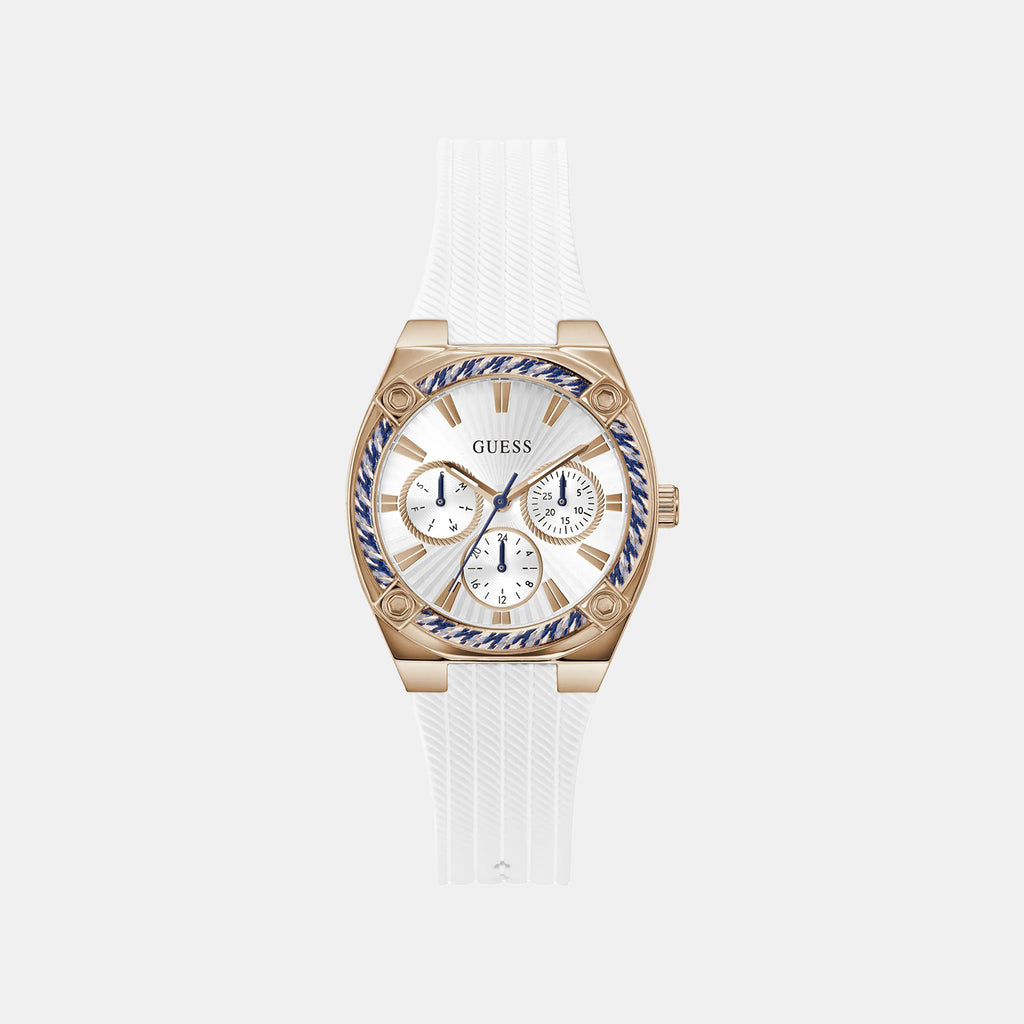 Women Quartz White Dial Multi-Function Silicone Watch GW1036L4