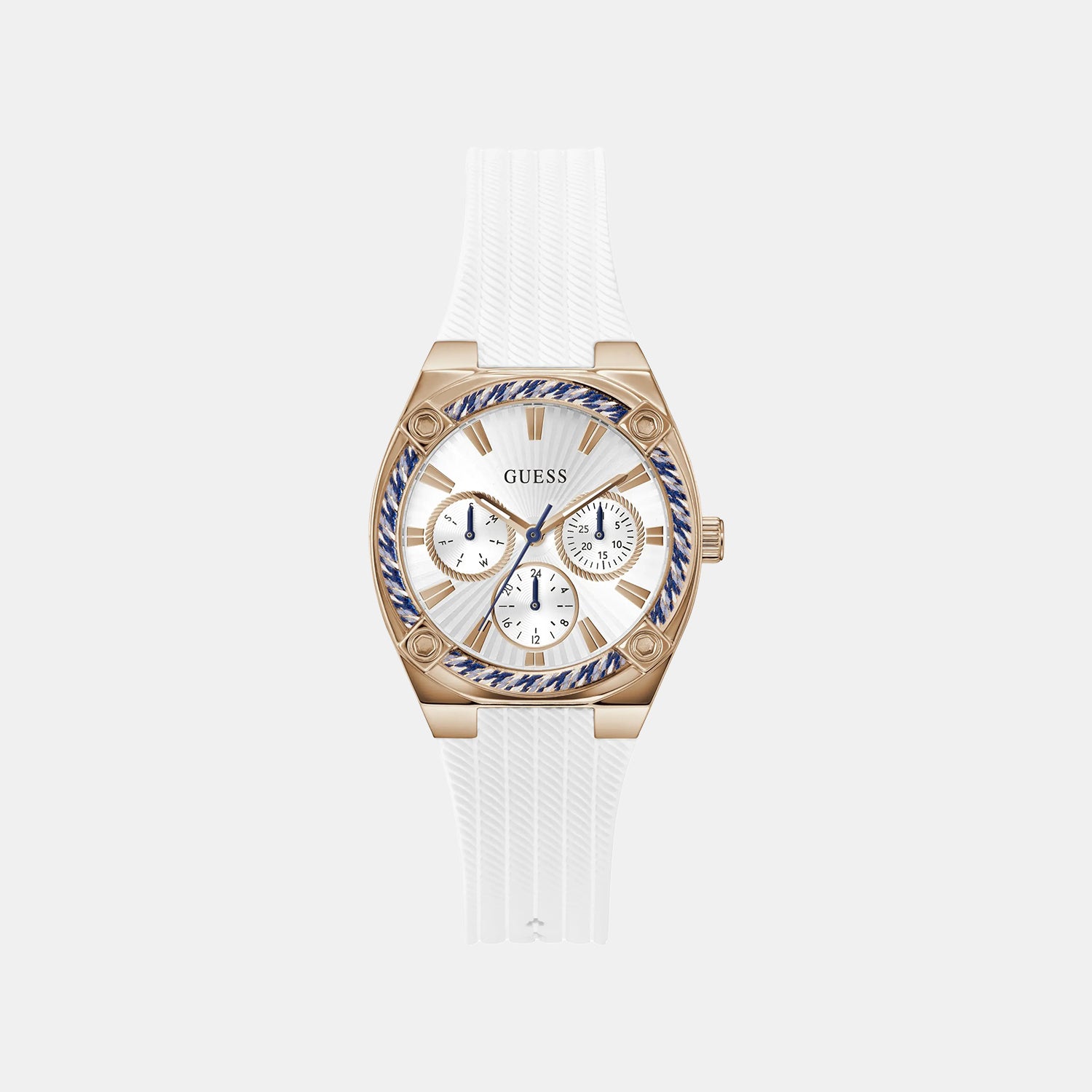 Women Quartz White Dial Multi-Function Silicone Watch GW1036L4