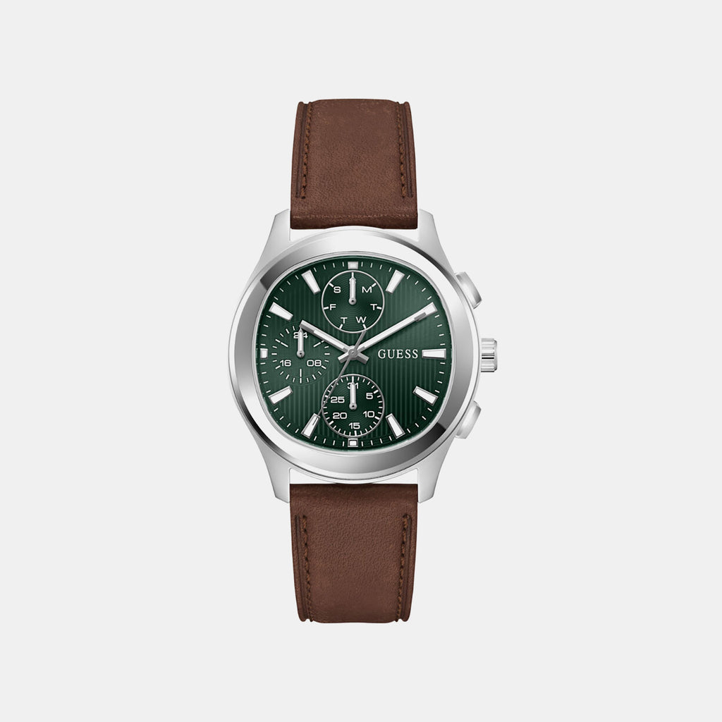 Men Quartz Green Dial Chronograph Leather Watch GW1049G1
