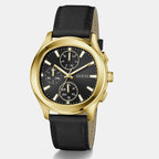 Men Quartz Black Dial Chronograph Leather Watch GW1049G2