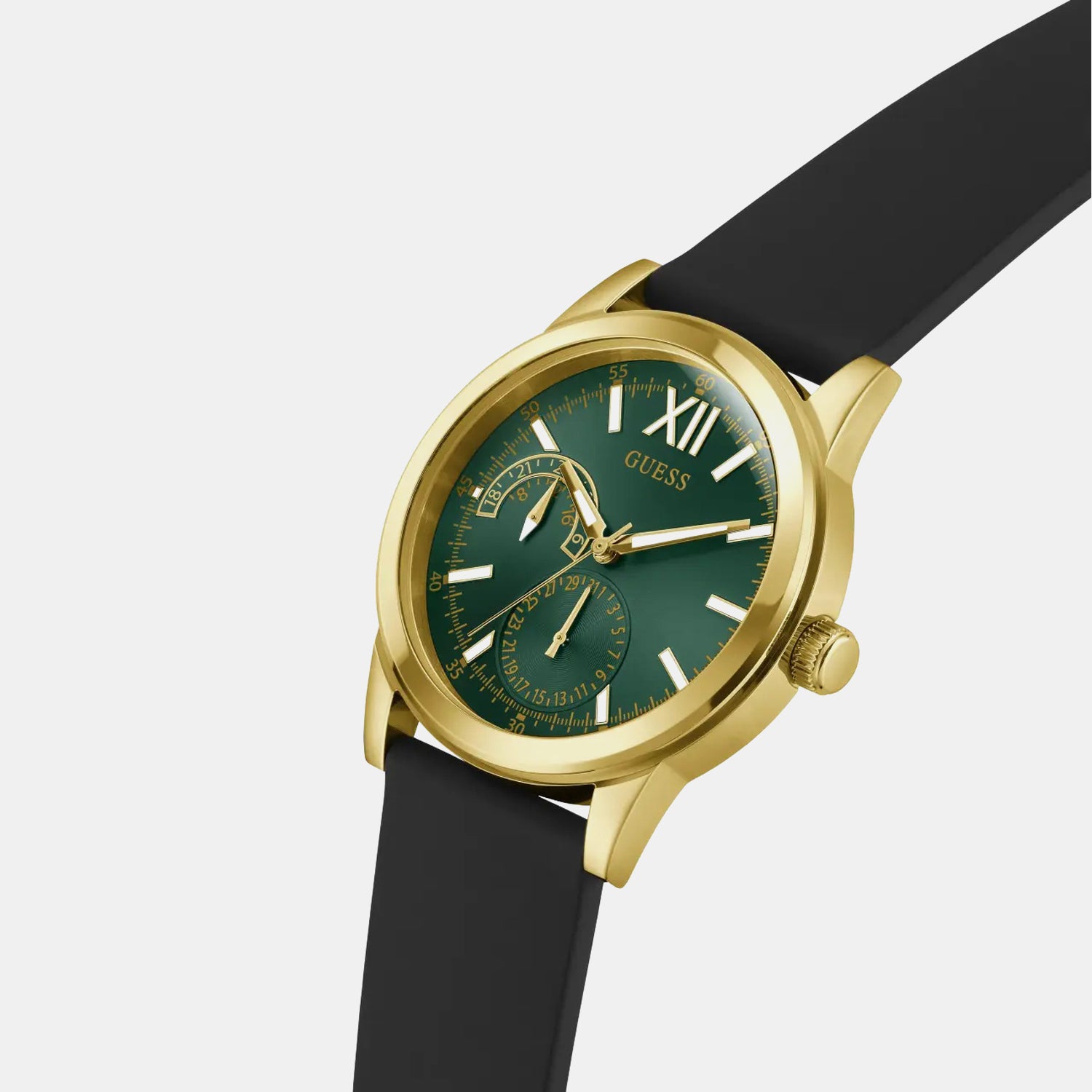 Men Quartz Green Dial Analog Silicone Watch GW1056G2