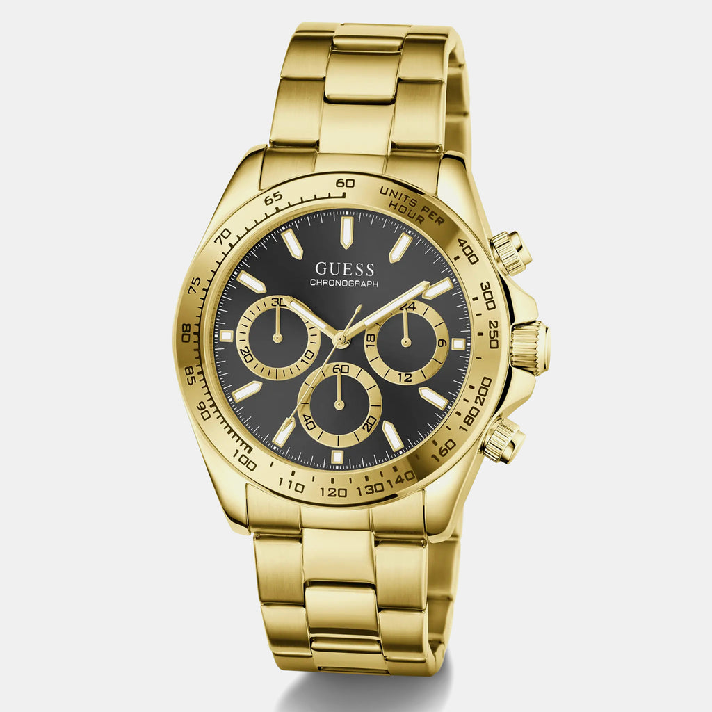 Men Quartz Black Dial Chronograph Stainless Steel Watch GW1058G2