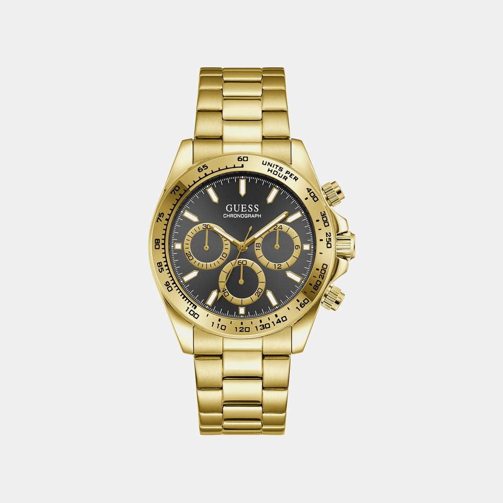 Men Quartz Black Dial Chronograph Stainless Steel Watch GW1058G2