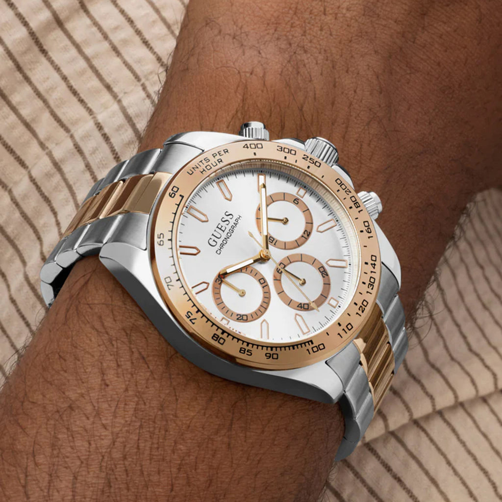 Men Quartz Silver Dial Chronograph Stainless Steel Watch GW1058G6