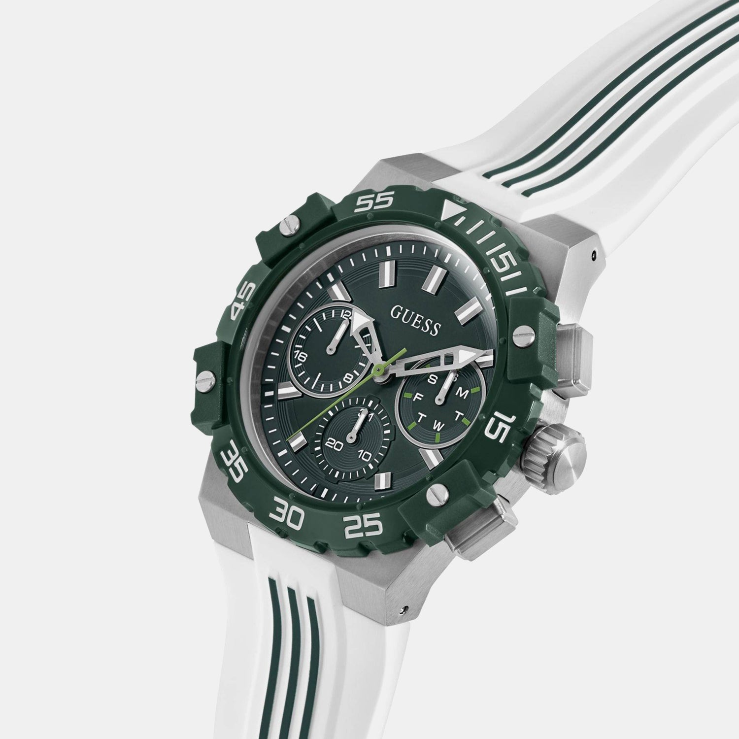 Men Quartz Green Dial Chronograph Silicone Watch GW1059G1