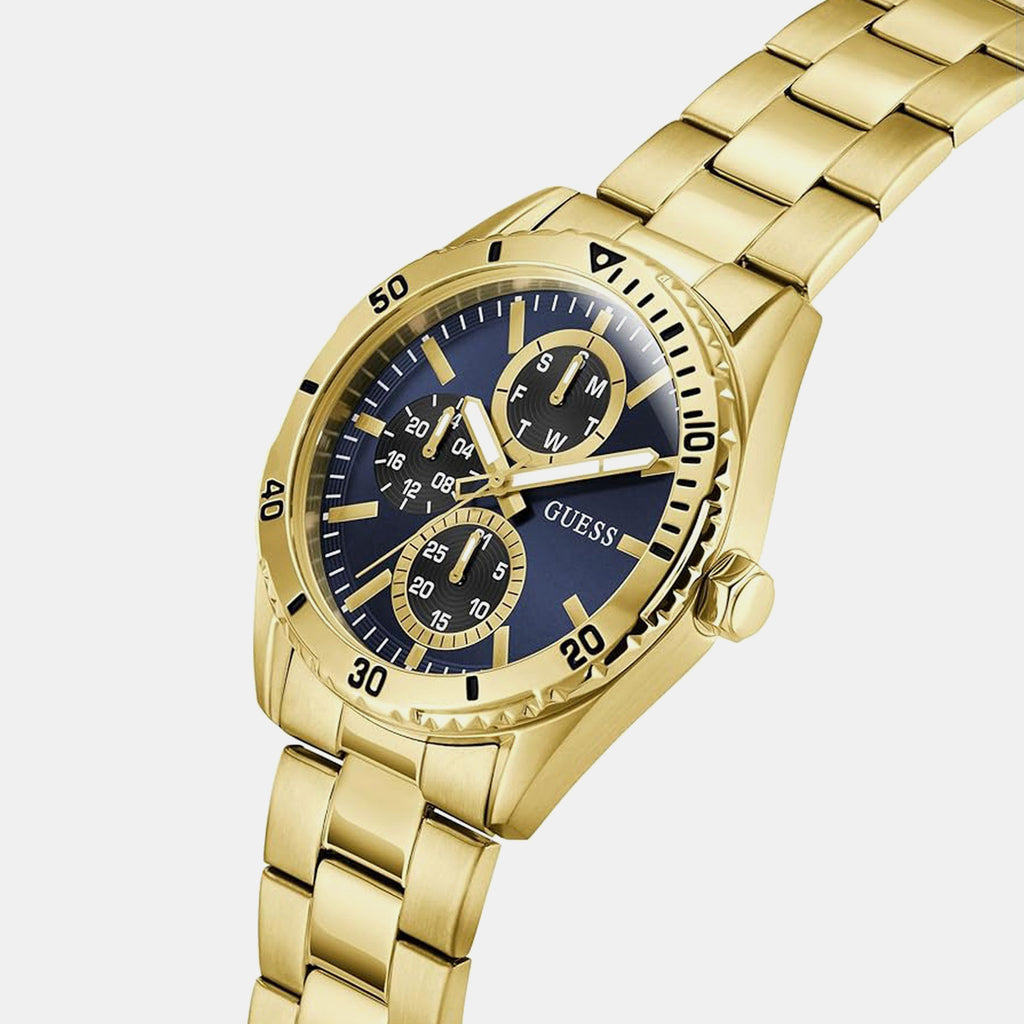 Men Quartz Blue Dial Multi-Function Stainless Steel Watch GW1061G2