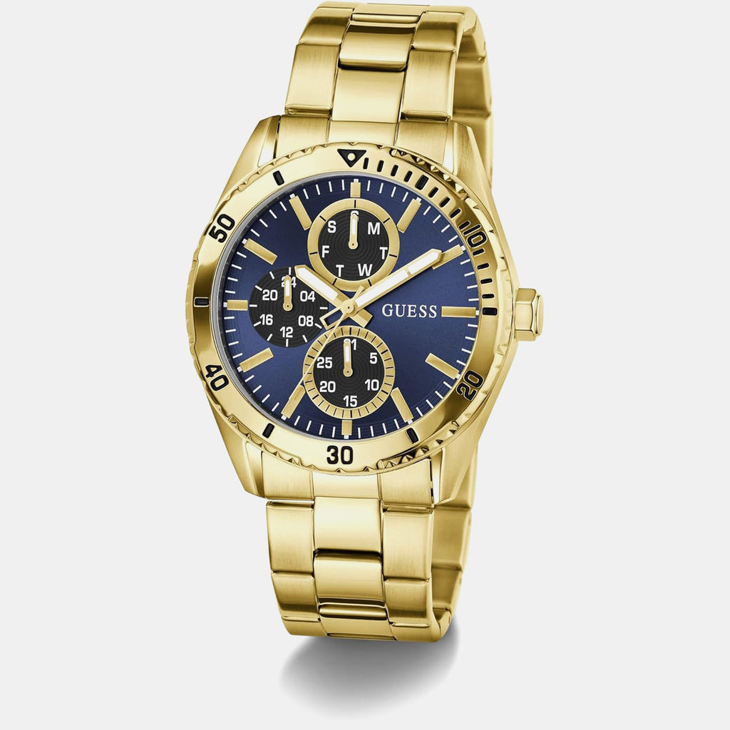 Men Quartz Blue Dial Multi-Function Stainless Steel Watch GW1061G2