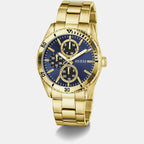 Men Quartz Blue Dial Multi-Function Stainless Steel Watch GW1061G2