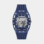 Men Quartz Blue Dial Multi-Function Silicone Watch GW1073G1