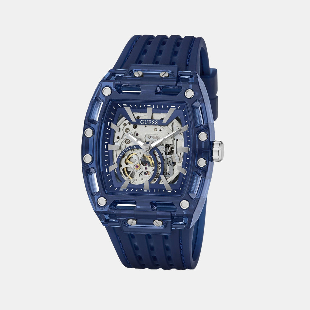 Men Quartz Blue Dial Multi-Function Silicone Watch GW1073G1