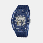 Men Quartz Blue Dial Multi-Function Silicone Watch GW1073G1