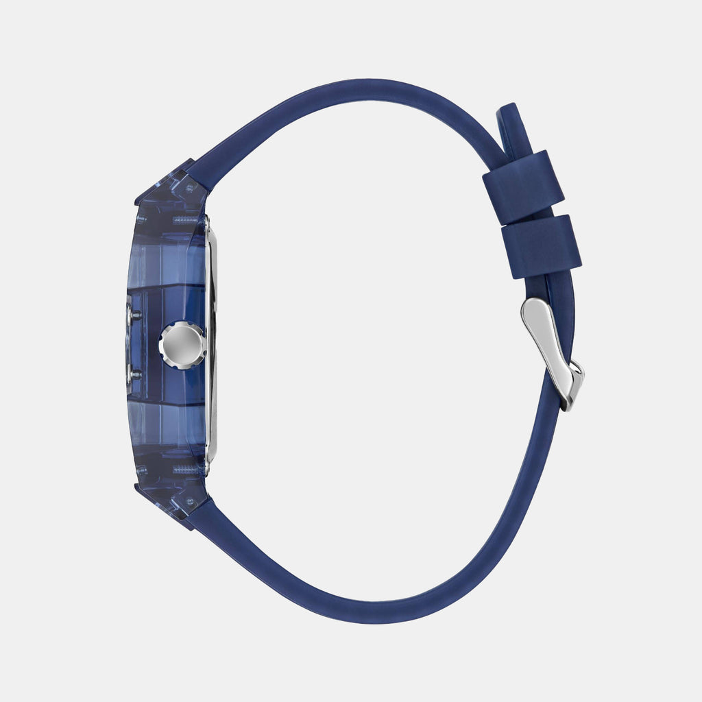 Men Quartz Blue Dial Multi-Function Silicone Watch GW1073G1