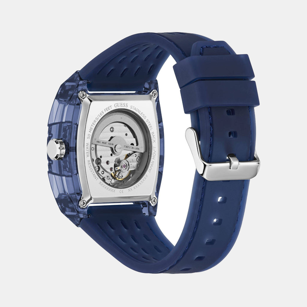 Men Quartz Blue Dial Multi-Function Silicone Watch GW1073G1