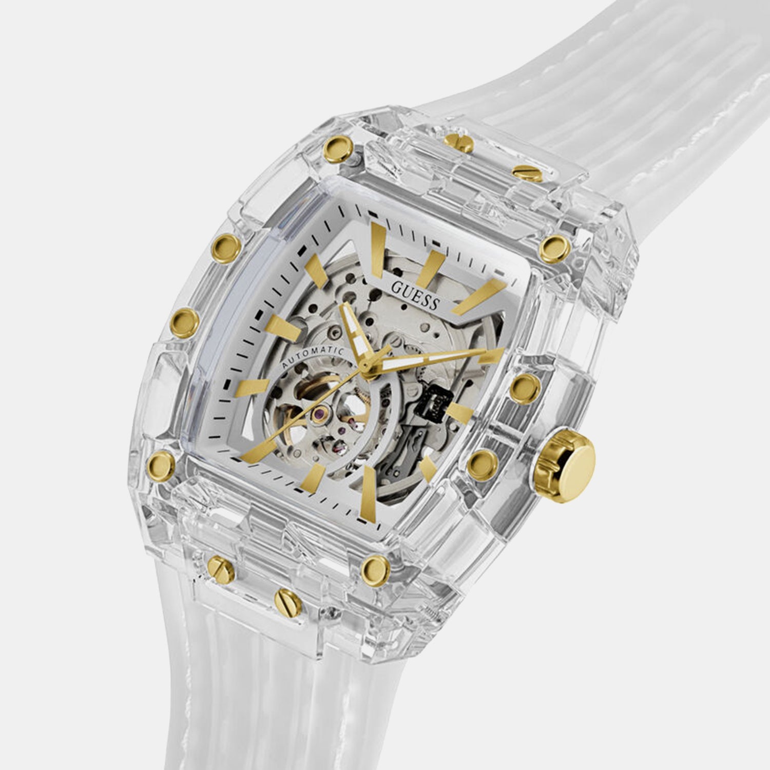 Men Automatic Transparent Dial Analog Silicone Watch GW1073G2