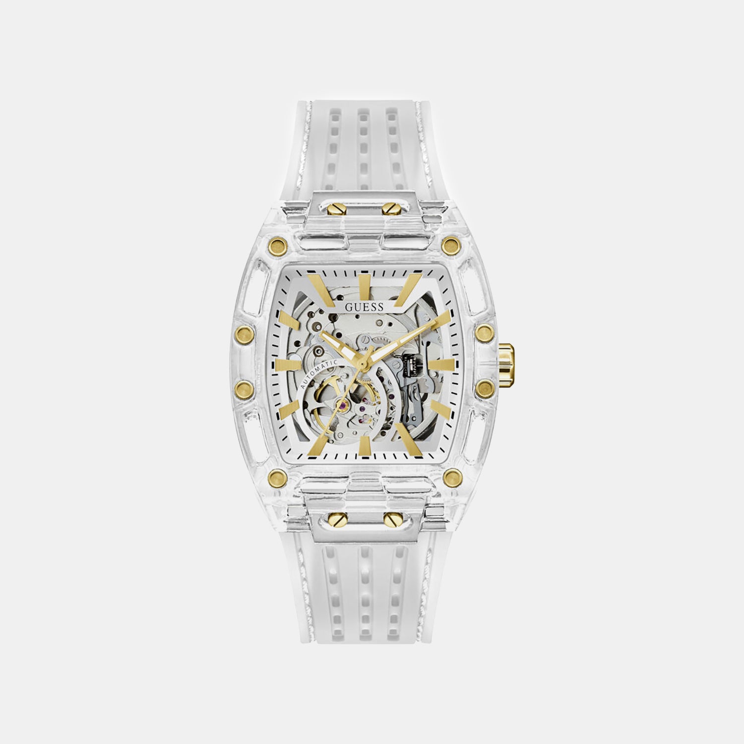 Men Automatic Transparent Dial Analog Silicone Watch GW1073G2