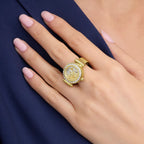 Anna Women Quartz Gold Dial Analog Stainless Steel Ring Watch GW1078L2