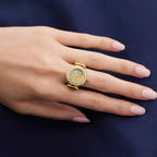 Anna Women Quartz Gold Dial Analog Stainless Steel Ring Watch GW1078L2