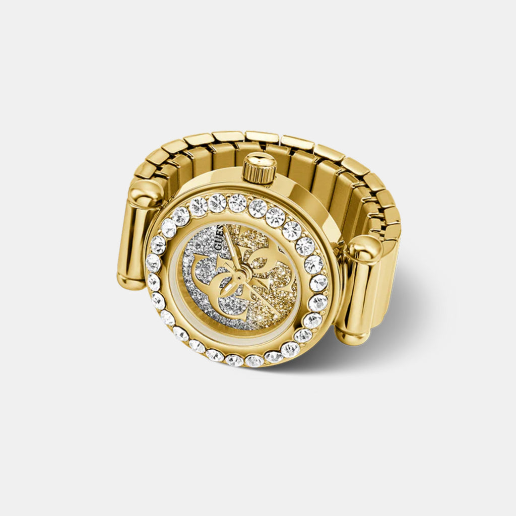 Anna Women Quartz Gold Dial Analog Stainless Steel Ring Watch GW1078L2