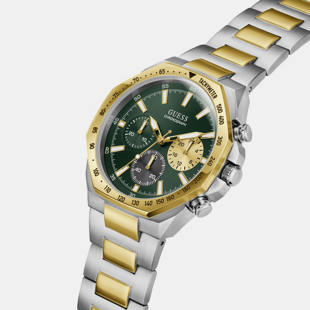 Sport Men Quartz Green Dial Chronograph Stainless Steel Watch GW1122G4