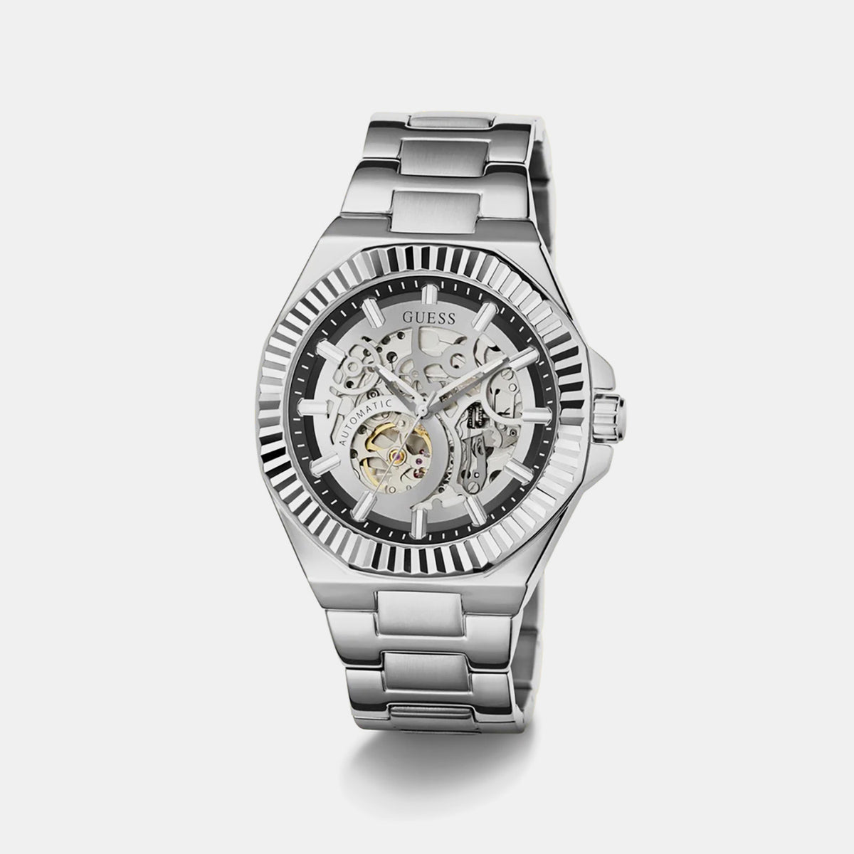 Men Automatic Black Dial Analog Stainless Steel Watch GW1123G1
