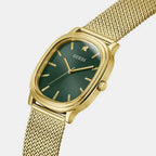 Women Quartz Green Dial Analog Mesh Watch GW1124G2