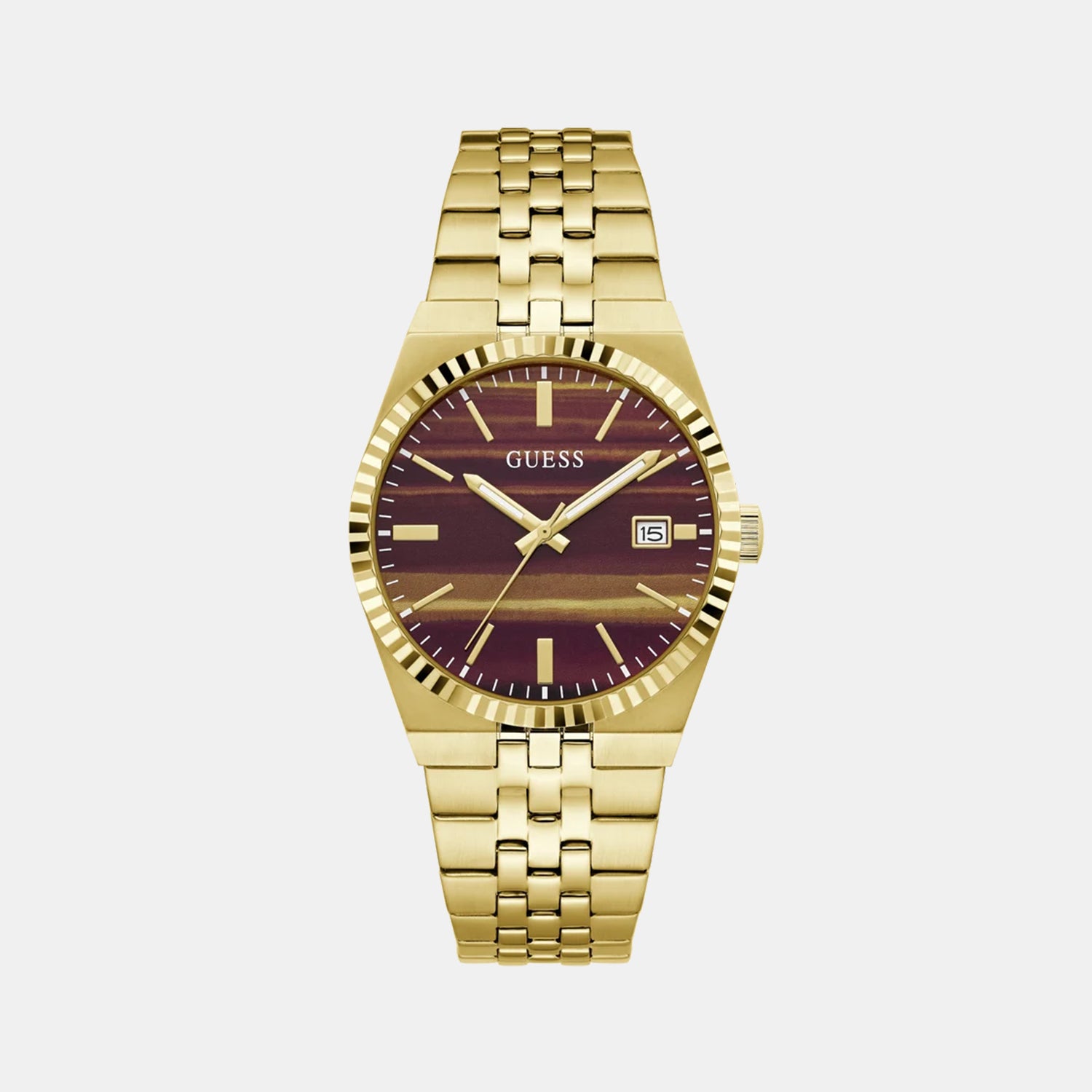 Dress Men Quartz Brown Dial Analog Stainless Steel Watch GW1129G2