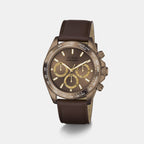 Men Quartz Brown Dial Chronograph Leather Watch GW1130G5