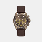Men Quartz Brown Dial Chronograph Leather Watch GW1130G5
