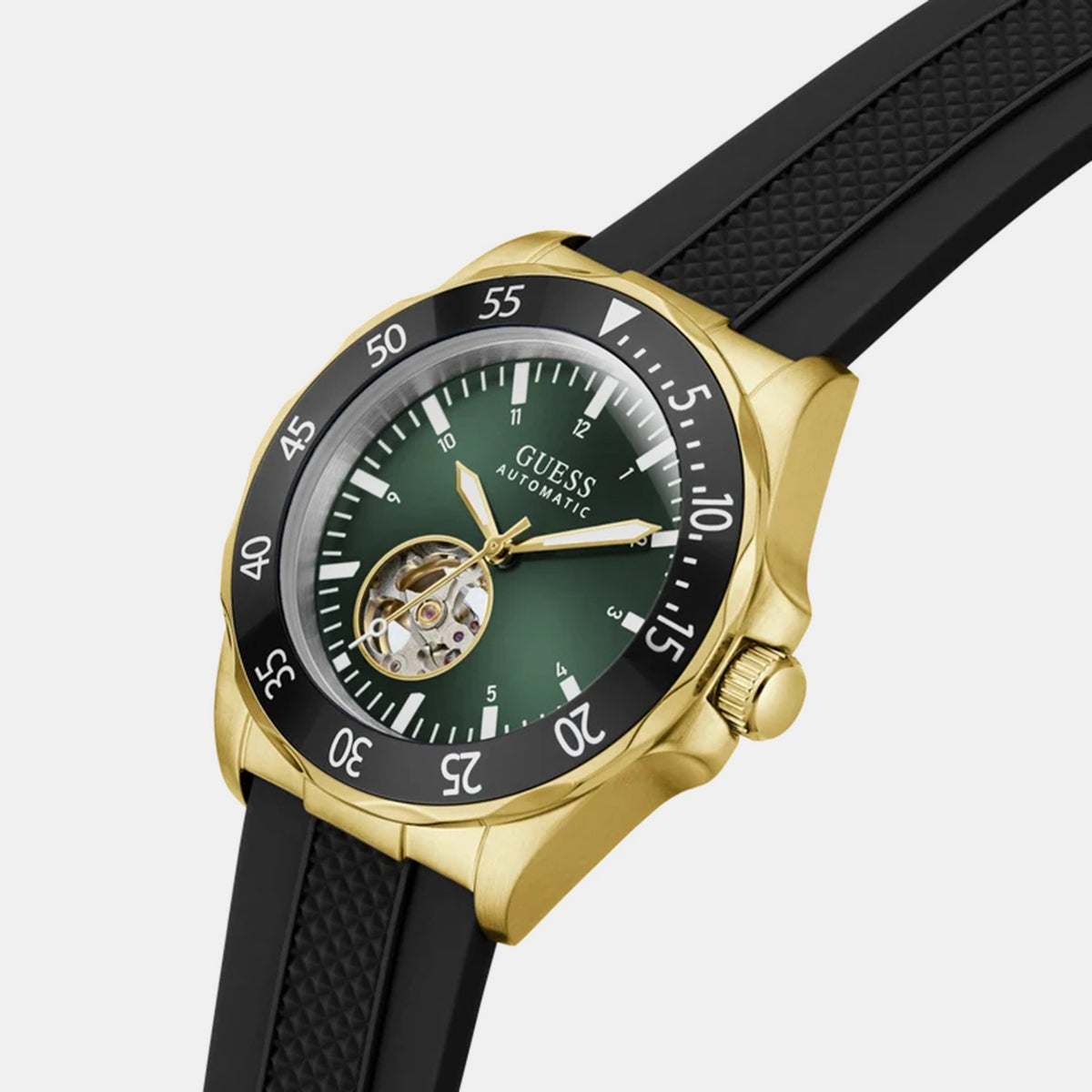 Men Automatic Green Dial Analog Silicone Watch GW1131G2