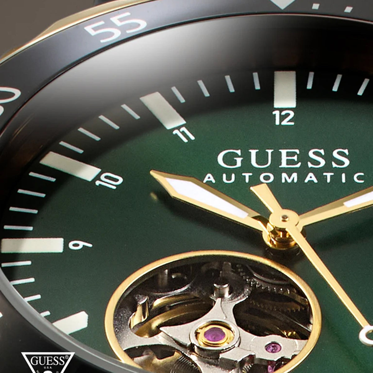 Men Automatic Green Dial Analog Silicone Watch GW1131G2