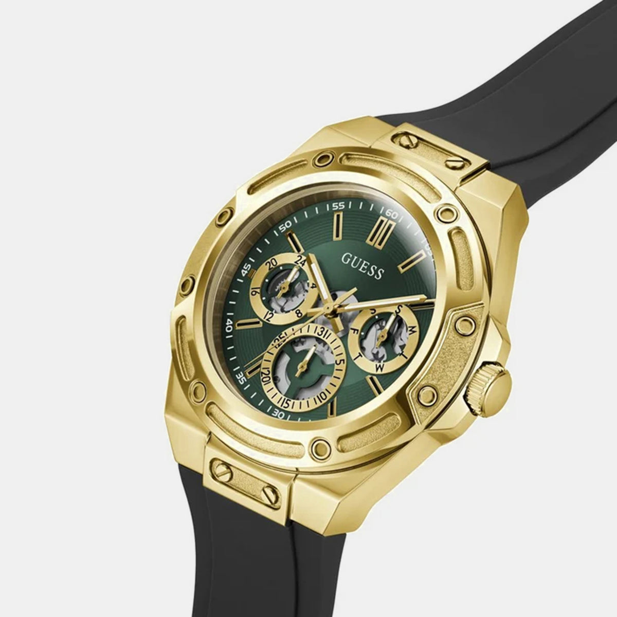 Men Quartz Green Dial Multi-Function Silicone Watch GW1132G8