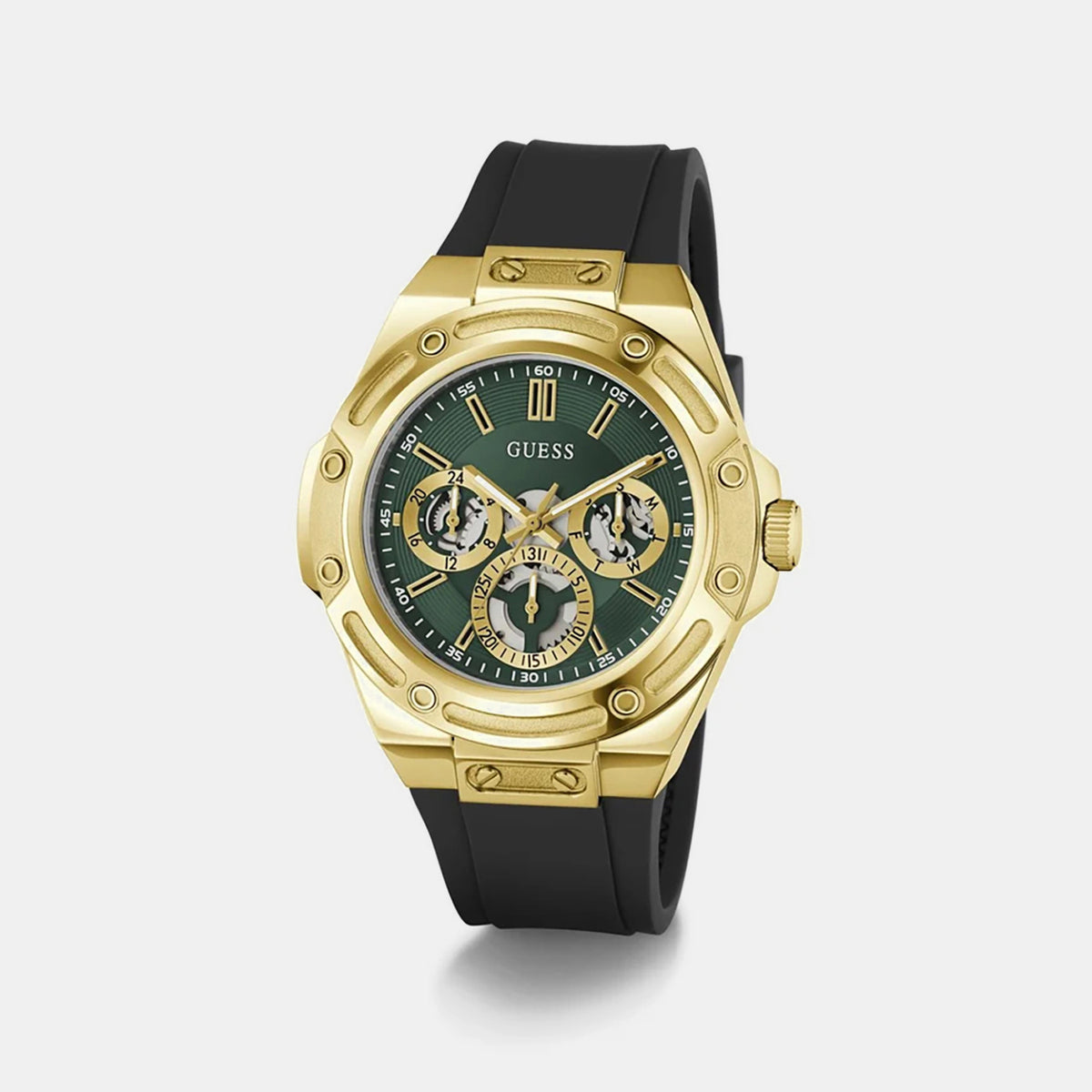 Men Quartz Green Dial Multi-Function Silicone Watch GW1132G8