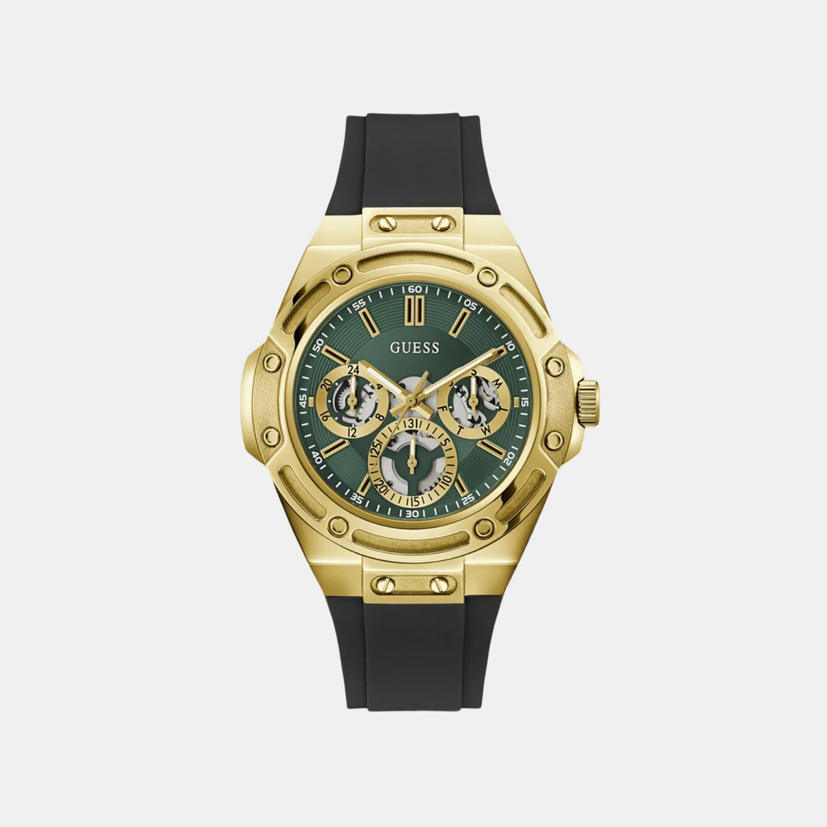 Men Quartz Green Dial Multi-Function Silicone Watch GW1132G8