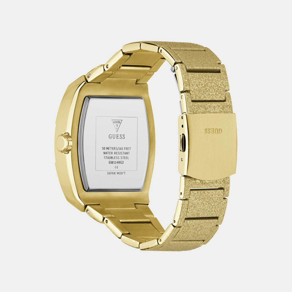 Men Quartz Gold Dial Multifunction Stainless Steel Watch GW1148G2