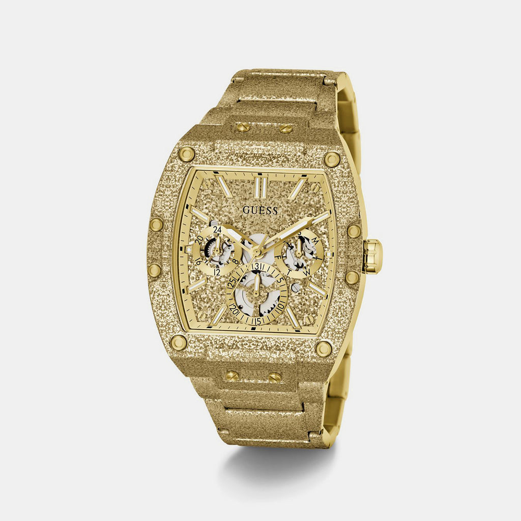 Men Quartz Gold Dial Multifunction Stainless Steel Watch GW1148G2
