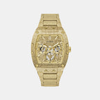 Men Quartz Gold Dial Multifunction Stainless Steel Watch GW1148G2