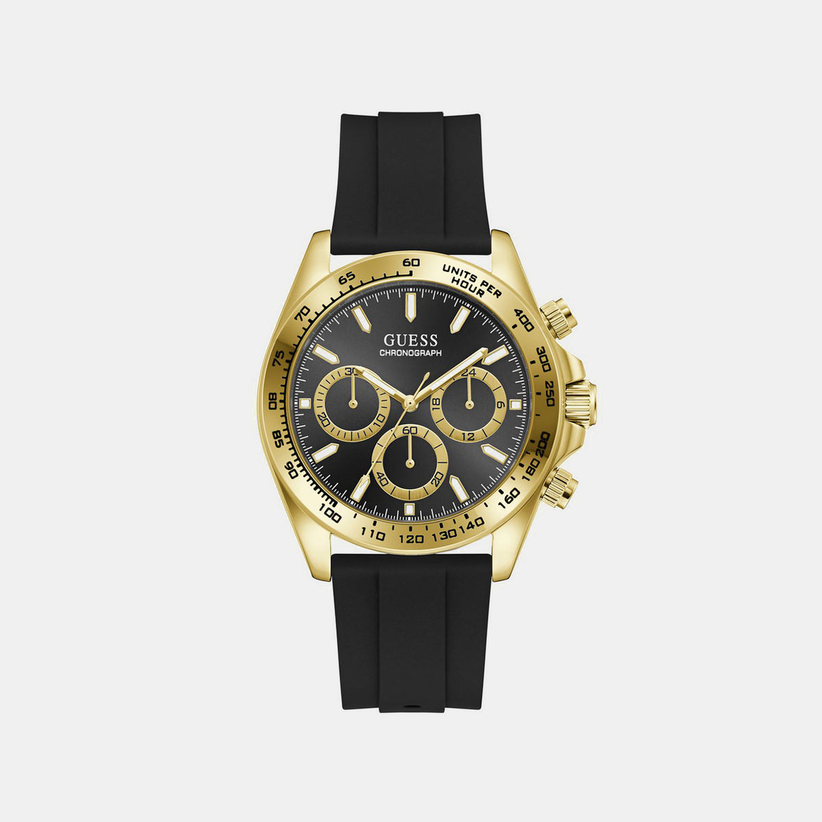 Sport Men Quartz Black Dial Chronograph Silicone Watch GW1155G2