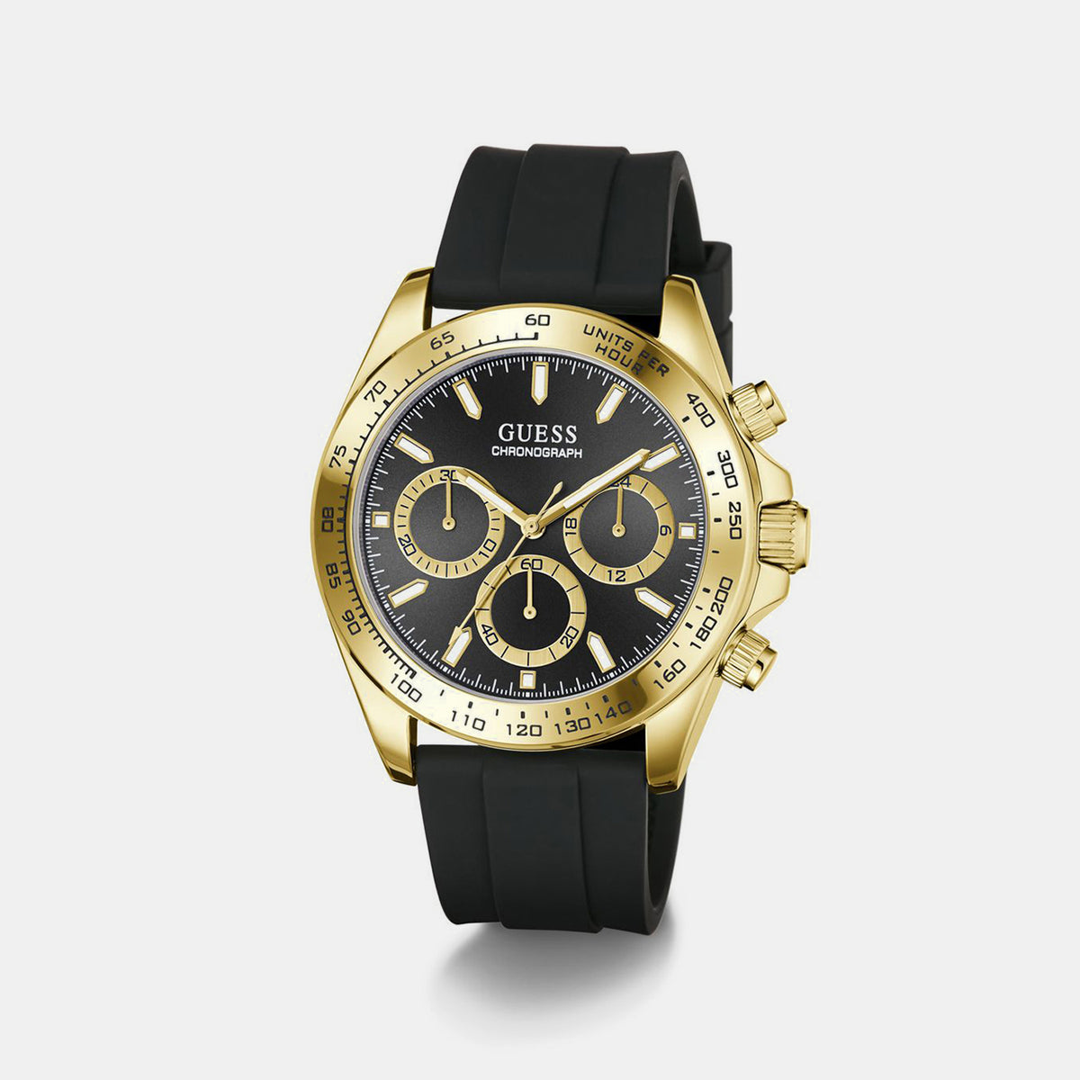 Sport Men Quartz Black Dial Chronograph Silicone Watch GW1155G2