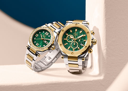 Green Dial Silver And Gold Tone Watches George Mens 44mm Gold Tone