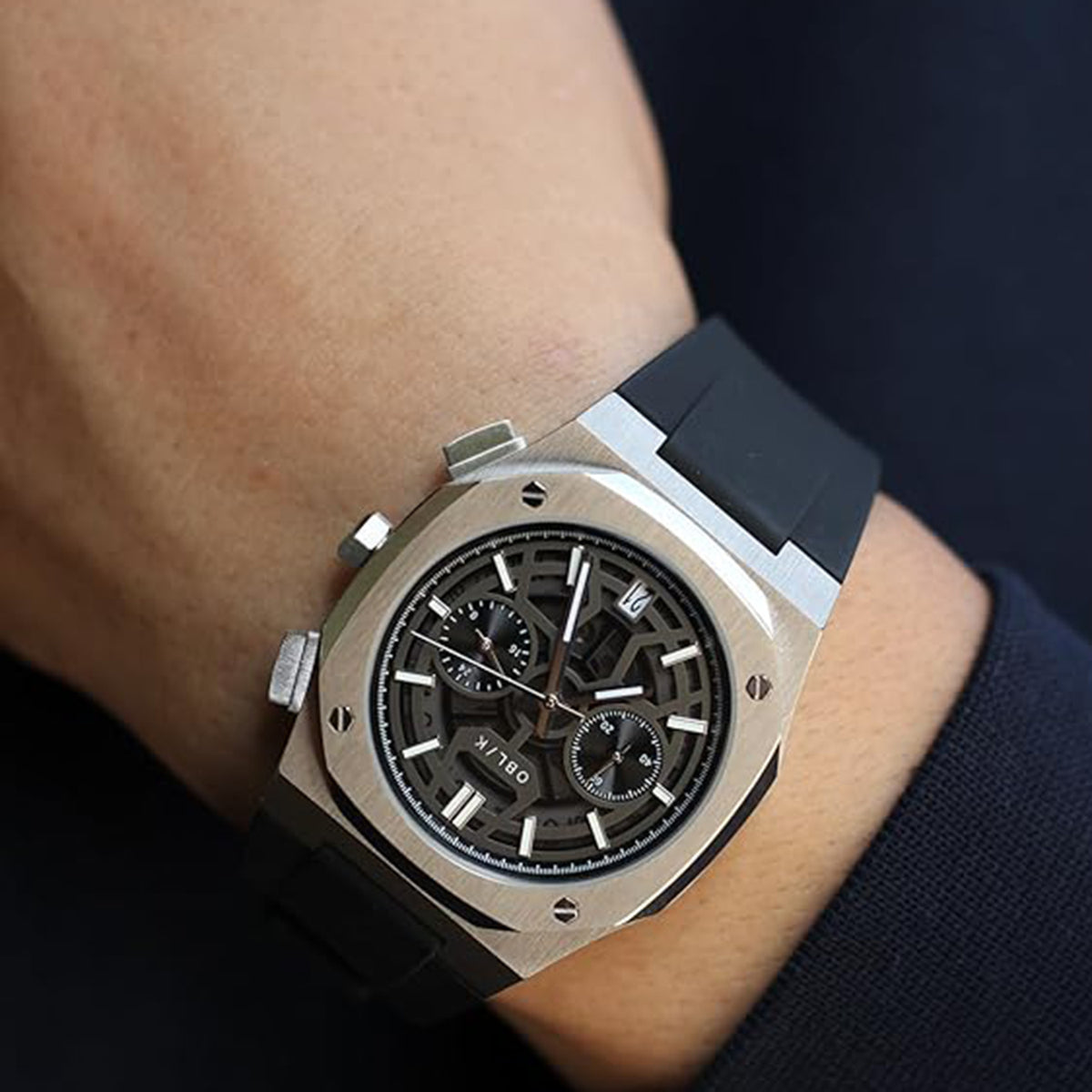 Geome Sport Men Quartz Black Dial Chronograph Silicone Watch Geome Sport