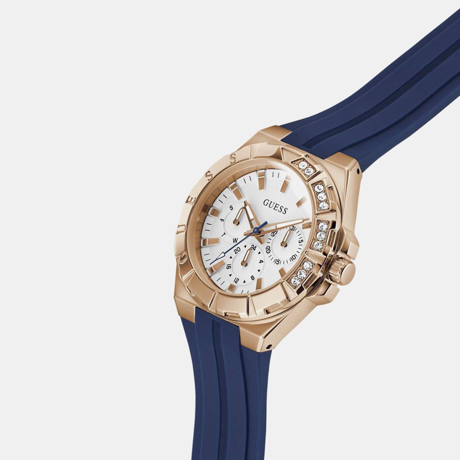 Women Quartz White Dial Multi-Function Silicone Watch GW1034L4