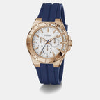 Women Quartz White Dial Multi-Function Silicone Watch GW1034L4