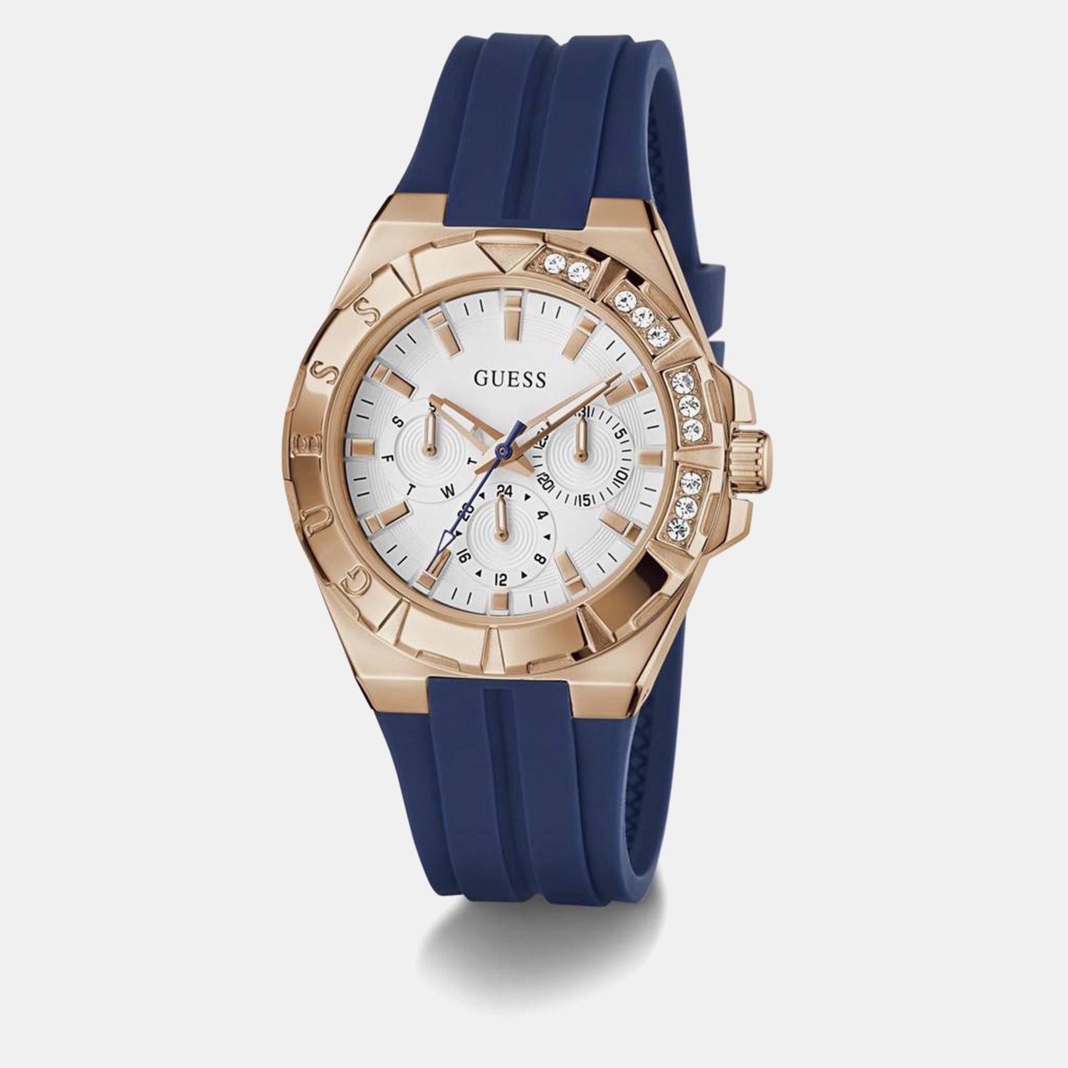 Women Quartz White Dial Multi-Function Silicone Watch GW1034L4
