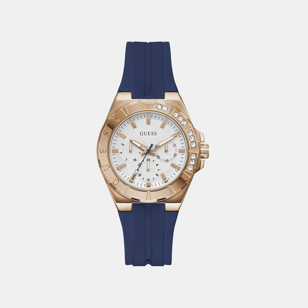 Women Quartz White Dial Multi-Function Silicone Watch GW1034L4