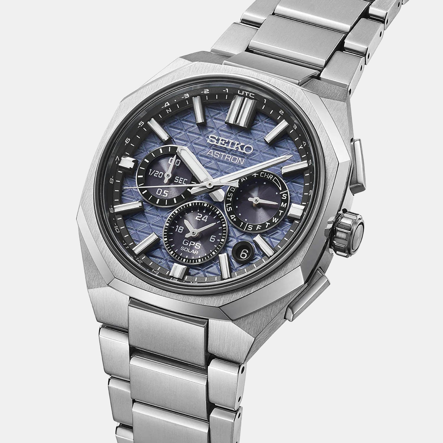 Astron Men Solar Blue Dial Chronograph Titanium Watch HAB002J1