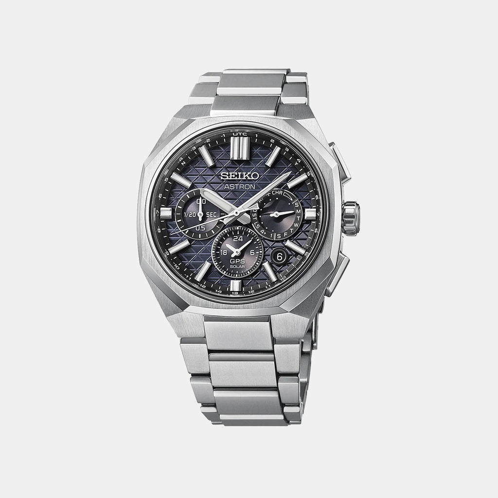 Astron Men Solar Blue Dial Chronograph Titanium Watch HAB002J1