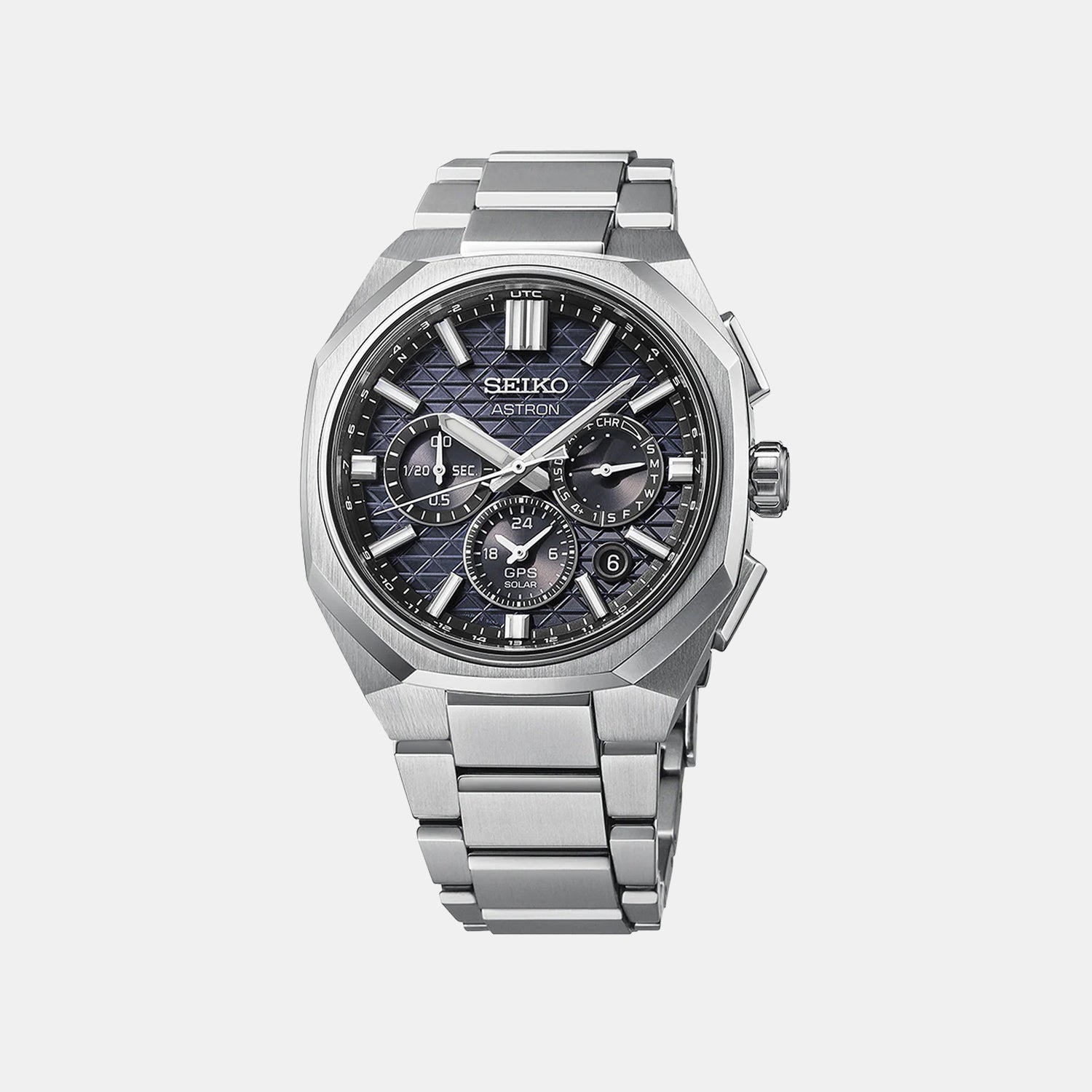 Astron Men Solar Blue Dial Chronograph Titanium Watch HAB002J1