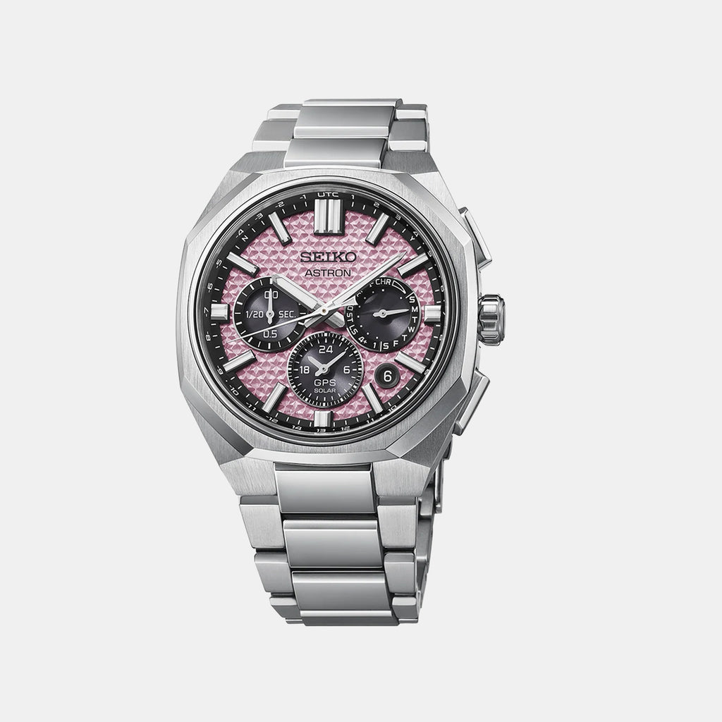 Astron GPS Solar 2026 Limited Edition Men Pink Dial Chronograph Titanium Watch HAB006J1